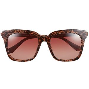 DIFF Bella Sunglasses Animal Print Gold Frame Brown Gradient Lens Square NWT